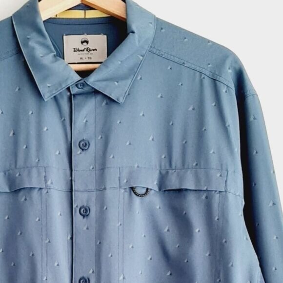 WIND RIVER Vented Back Fishing Utility Sleeve Button Down Shirt Blue Men's Sz XL - Picture 4 of 16